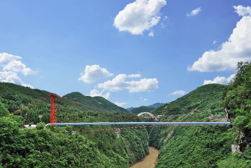 川气东送管道野三河悬索桥